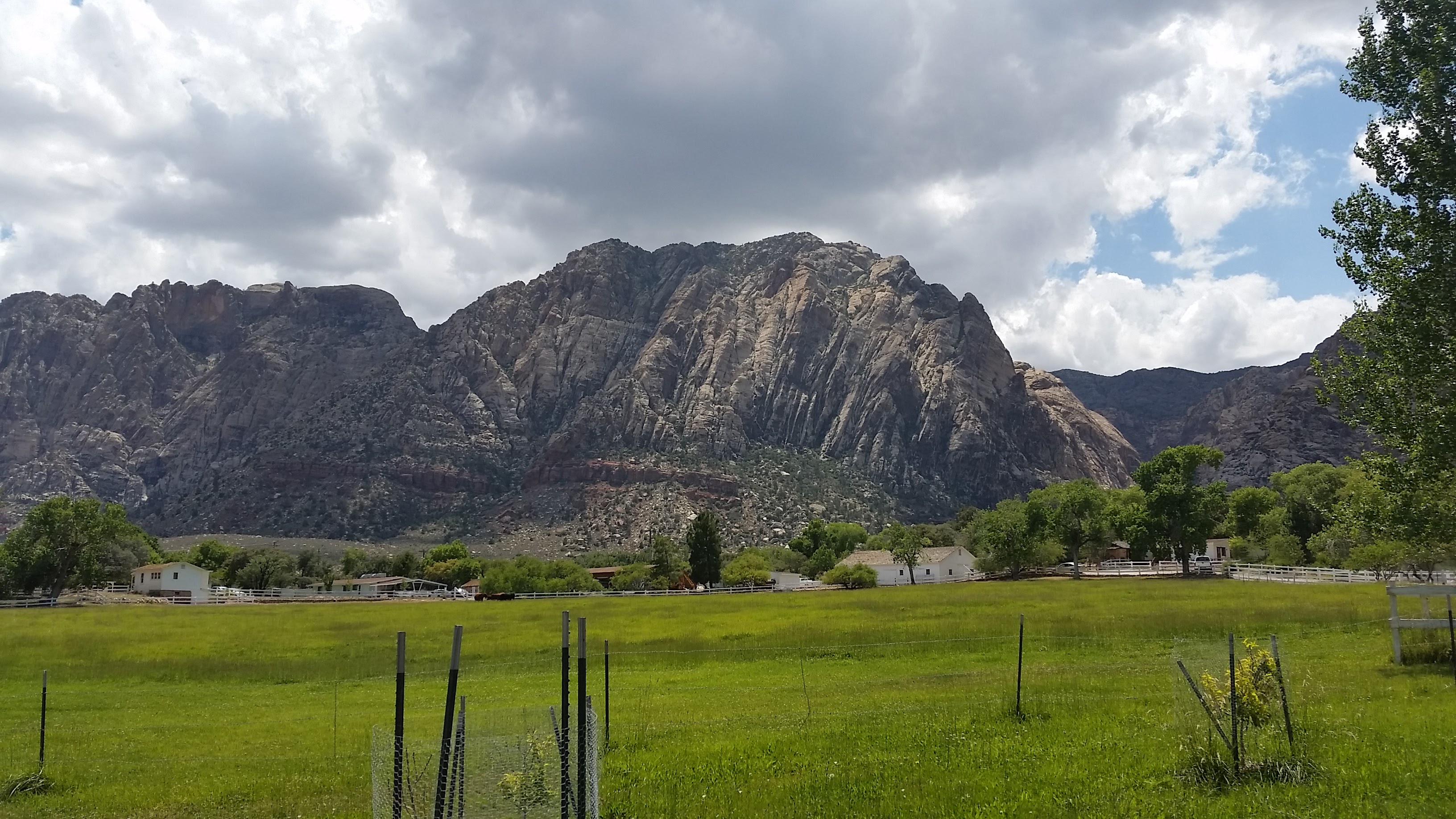 The historic Spring Mountain Ranch house nestled against the Wilson Range